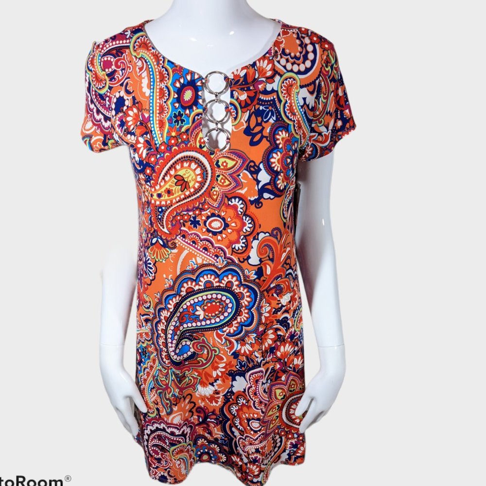 NWT  MSK Petite M Colorful Paisley Dress